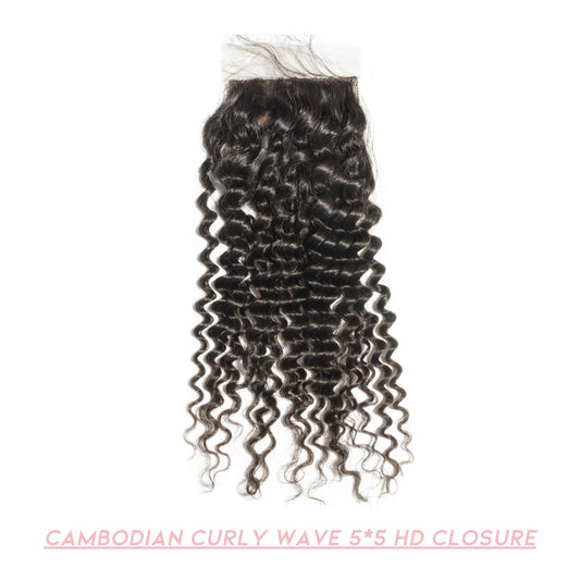 Cambodian Curly Wave 5*5 HD Closures